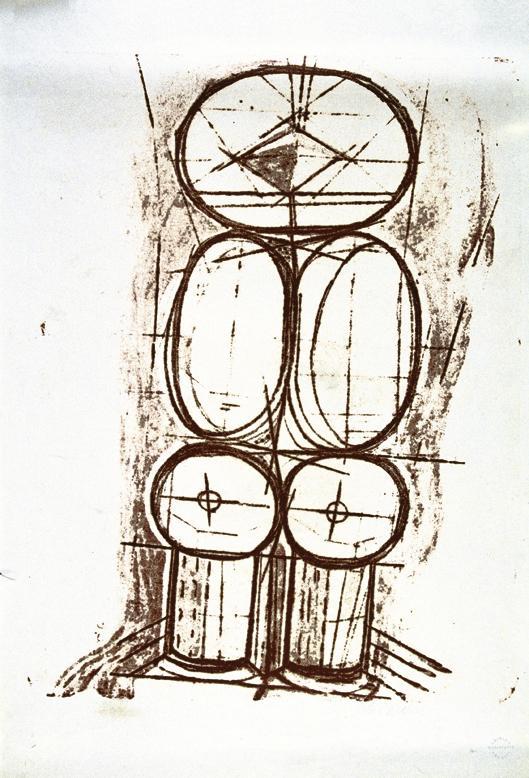 Otto Eder, Figurine, 1955/1975, Lithographie, 86 x 61 cm, Belvedere, Wien, Inv.-Nr. 8774