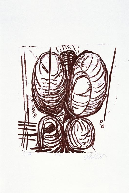 Otto Eder, Ovale Komposition, 1973, Lithographie in Rot, 86 x 61 cm, Belvedere, Wien, Inv.-Nr. …