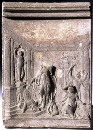 Rudolf Emanuel Ritter von Weyr, Medea, 1877/1878, Rötlichbraunes Modellierwachs auf Gipsplatte,…