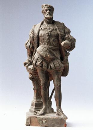 Rudolf Emanuel Ritter von Weyr, Kaiser Karl V., vor 1878, Rötlichbraunes Modellierwachs auf Hol…
