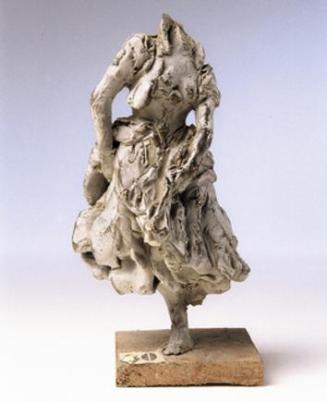 Rudolf Emanuel Ritter von Weyr, Tanzendes Mädchen (Kokette), Graues Modellierwachs auf Holzsock…