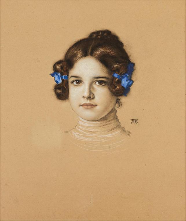 Franz von Stuck, Mary Stuck, die Tochter des Künstlers, undatiert, Mischtechnik auf Karton, 55 …