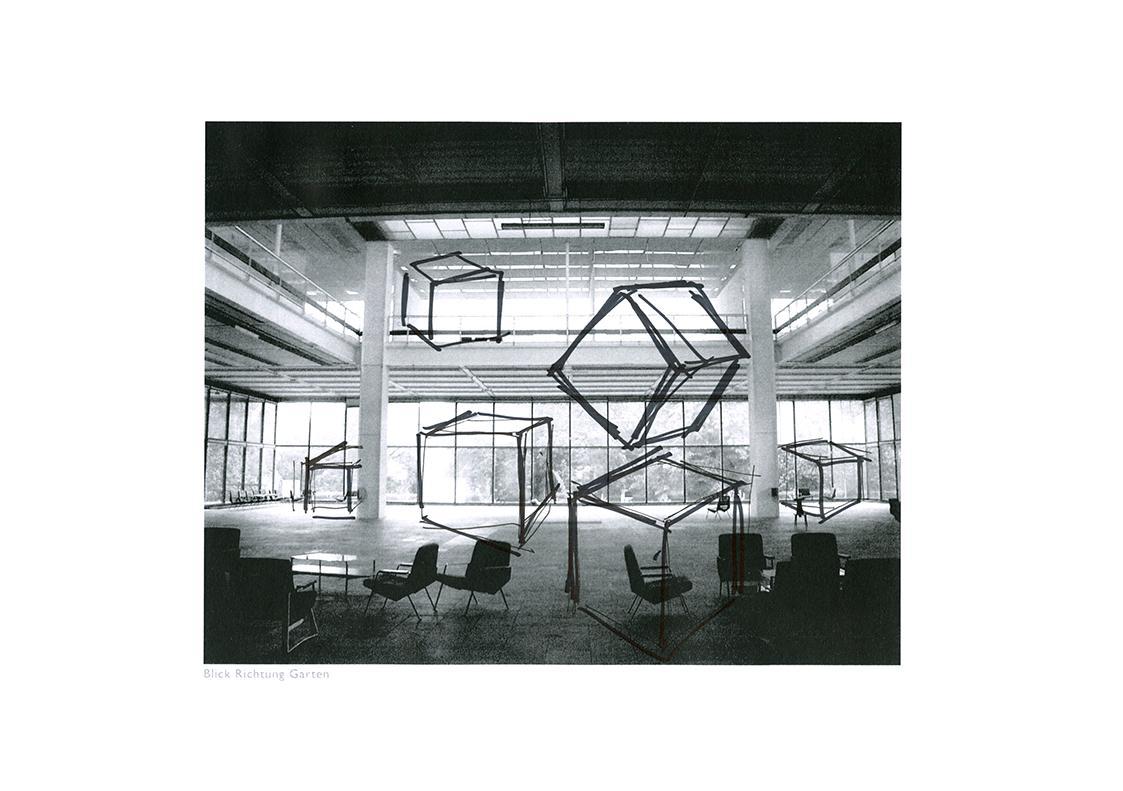 Esther Stocker, Entwurf zum Display für die Ausstellung "Utopie Gesamtkunstwerk", 2011, Schwarz…
