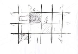 Esther Stocker, Entwurf zum Display für die Ausstellung "Utopie Gesamtkunstwerk", 2011, Filzsti…