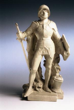 Stefan Schwartz, Ritter mit Lanze und Schild, 1899, Gips, H: 25,5 cm, Belvedere, Wien, Inv.-Nr.…