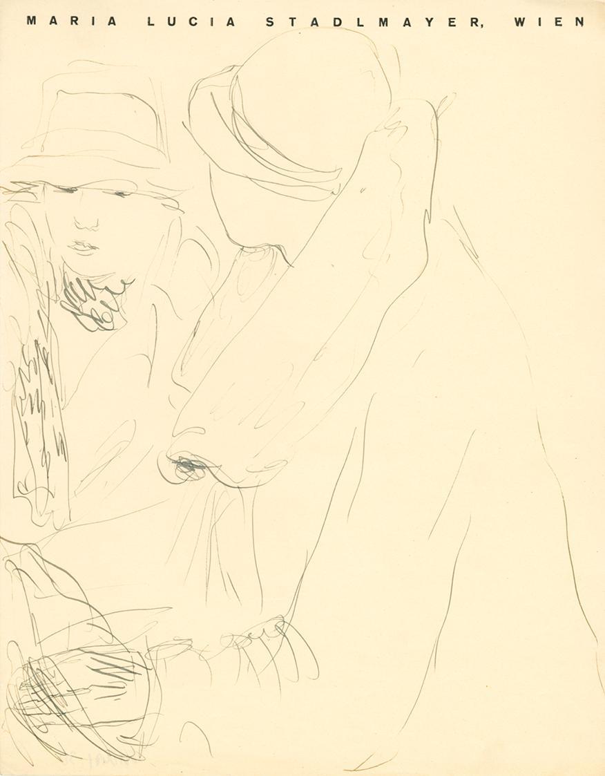 Maria Stadlmayer-Bieber, Zwei Damenbildnisse (Skizzen), 1928, Tusche, 28,5 × 22,3 cm, Belvedere…