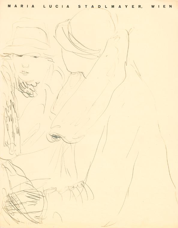 Maria Stadlmayer-Bieber, Zwei Damenbildnisse (Skizzen), 1928, Tusche, 28,5 × 22,3 cm, Belvedere…