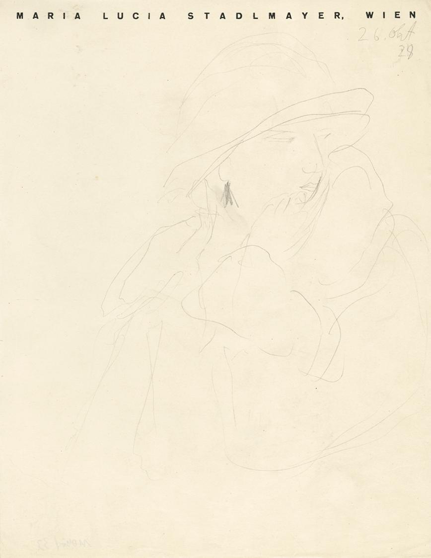 Maria Stadlmayer-Bieber, Damenbildnis (Skizze), 1928, Bleistift, 28,5 × 22,3 cm, Belvedere, Wie…