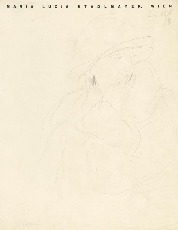 Maria Stadlmayer-Bieber, Damenbildnis (Skizze), 1928, Bleistift, 28,5 × 22,3 cm, Belvedere, Wie…