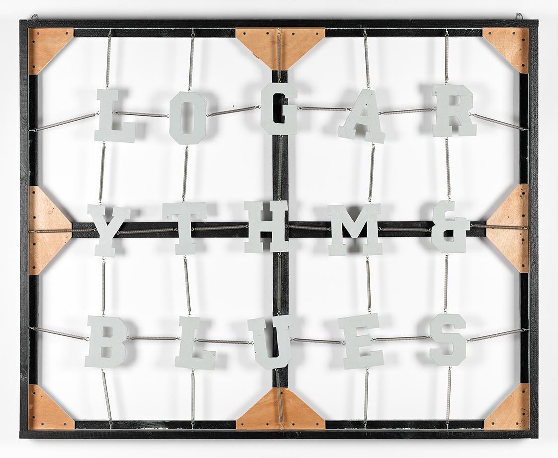 Michael Gumhold, Ohne Titel (Logarythm & Blues), 2011, Öl und Acryllack auf Holz, Federn, 127 ×…