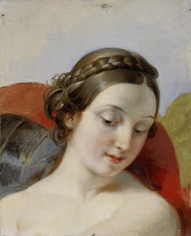 Johann Peter Krafft, Kopf eines jungen Mädchens (Studie zu "Rüdiger und Angelica"), um 1842, Öl…