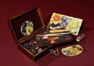 Aus dem Besitz des Johann Peter Krafft, Malkasten, undatiert, Holzkassette mit Farben, Paletten…