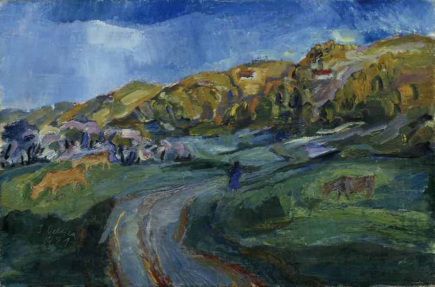 Jan Oeltjen, Berglandschaft, 1921, Öl auf Leinwand, 40 x 59 cm,  Belvedere, Wien, Inv.-Nr. 2447