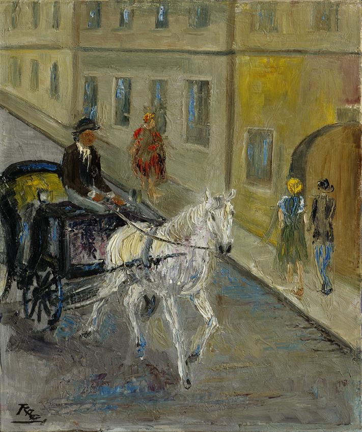 Rudolf Raimund Ballabene, Einspänner, nach 1945, Öl auf Leinwand, 60,5 × 50,5 cm, Artothek des …