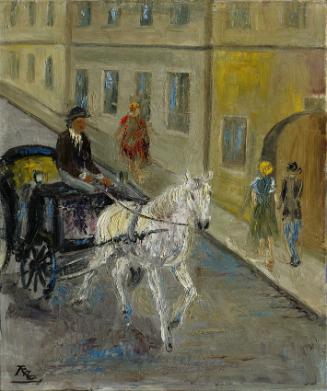 Rudolf Raimund Ballabene, Einspänner, nach 1945, Öl auf Leinwand, 60,5 × 50,5 cm, Artothek des …
