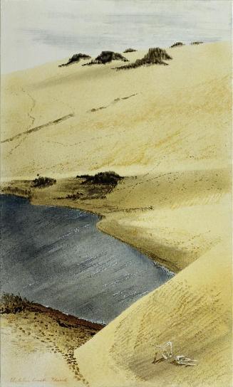 Edda Mally, Skeleton Coast: Thirst, 1977–1979, Mischtechnik auf Leinwand, 75 x 45 cm, Artothek …