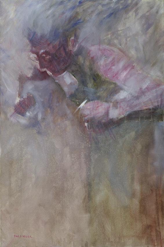 Peter Baldinger, Zyklus "Der Schneider von Ulm", 1993, Acryl auf Leinwand, 150 × 100 cm, Belved…