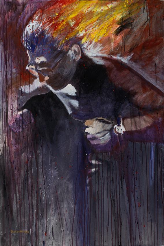 Peter Baldinger, Zyklus "Der Schneider von Ulm", 1993, Acryl auf Leinwand, 150 × 100 cm, Belved…