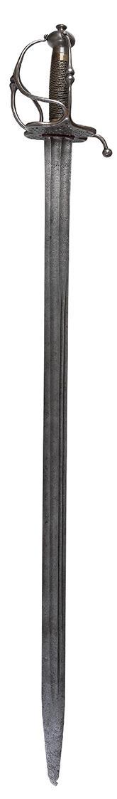 Österreichischer Kavalleriepallasch, 1711/1736, Eisen, Messing, (Vitrine): 105 × 15 × 11,5 cm, …
