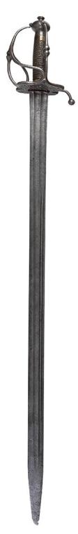 Österreichischer Kavalleriepallasch, 1711/1736, Eisen, Messing, (Vitrine): 105 × 15 × 11,5 cm, …