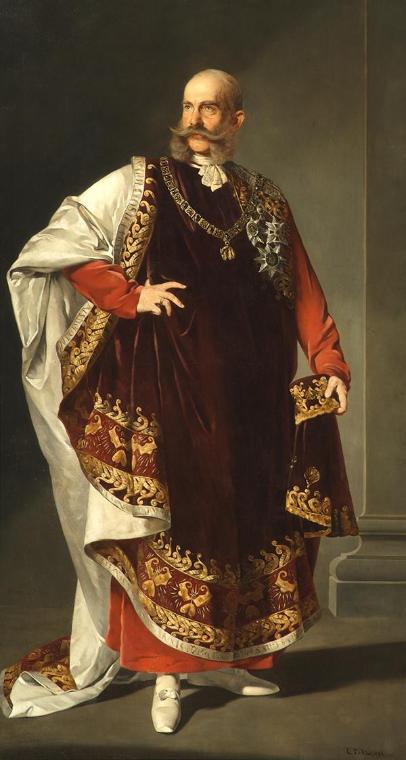 Edmund Pölz, Kaiser Franz Joseph I. im Ornat des Ordens vom Goldenen Vlies, 1893, Öl auf Leinwa…