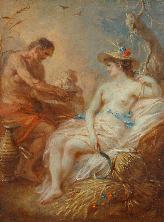 Martin Johann Schmidt, Allegorie des Sommers, um 1791, Öl auf Kupfer, 19,5 x 14,5 cm, Dauerleih…