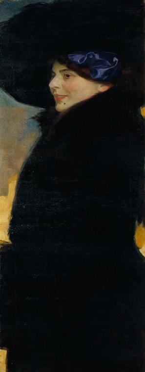 Otto Friedrich, Gabrielle (Ella) Gallia, um 1910, Öl auf Leinwand, 121 × 39 cm, Belvedere, Wien…