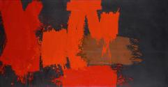 Markus Prachensky, Rouges différents sur noir – Liechtenstein, 1956/1957, Öl auf Leinwand, 100 …
