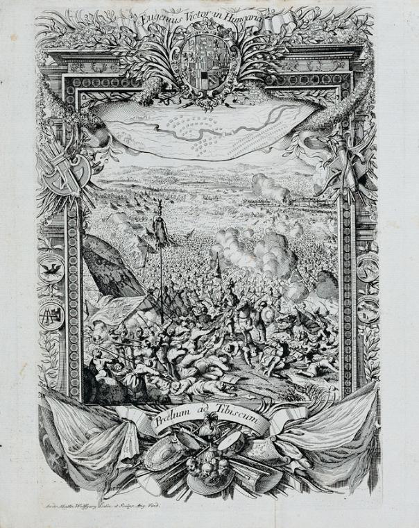 Andreas Matthias Wolffgang, Der Sieg des Prinzen Eugen von Savoyen in Ungarn, Kupferstich, 29,5…