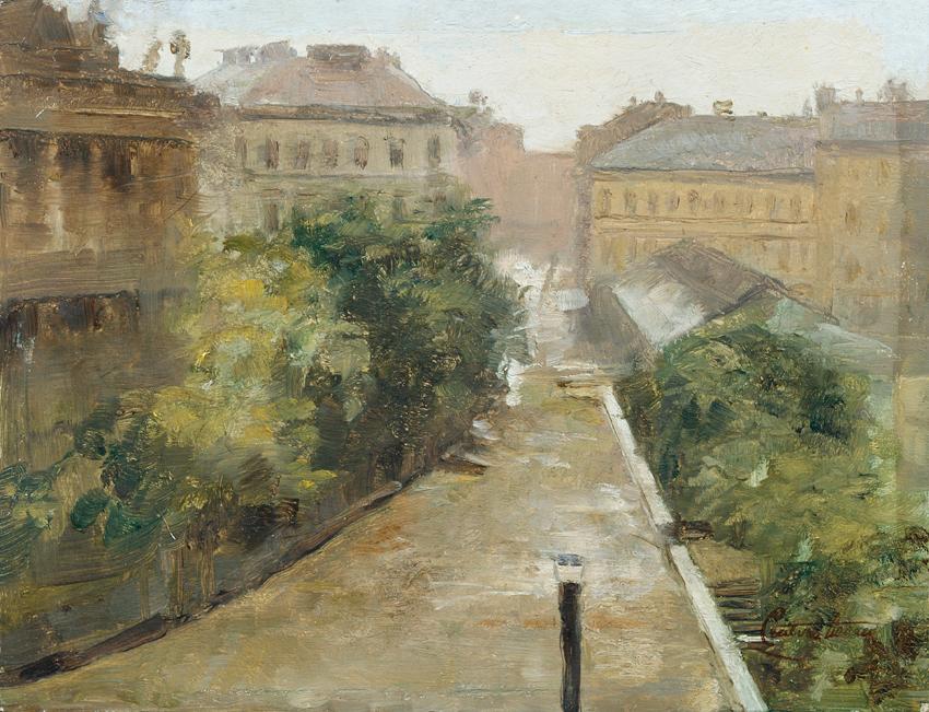 Cecil van Haanen, Blick aus der Wohnung des Künstlers auf das Palais Coburg, undatiert, Öl auf …