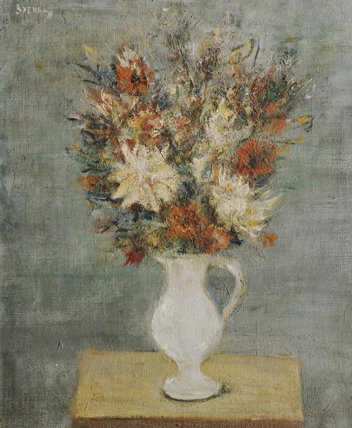 Gertrude Zuckerkandl-Stekel, Blumenvase, undatiert, Öl auf Leinwand auf Holz, 65 x 53 cm, Belve…