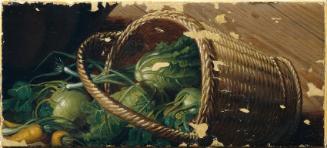 Johann Peter Krafft, Gemüsekorb (Fragment), 1816/1819, Öl auf Karton auf Leinwand, 9,7 x 21,9 c…