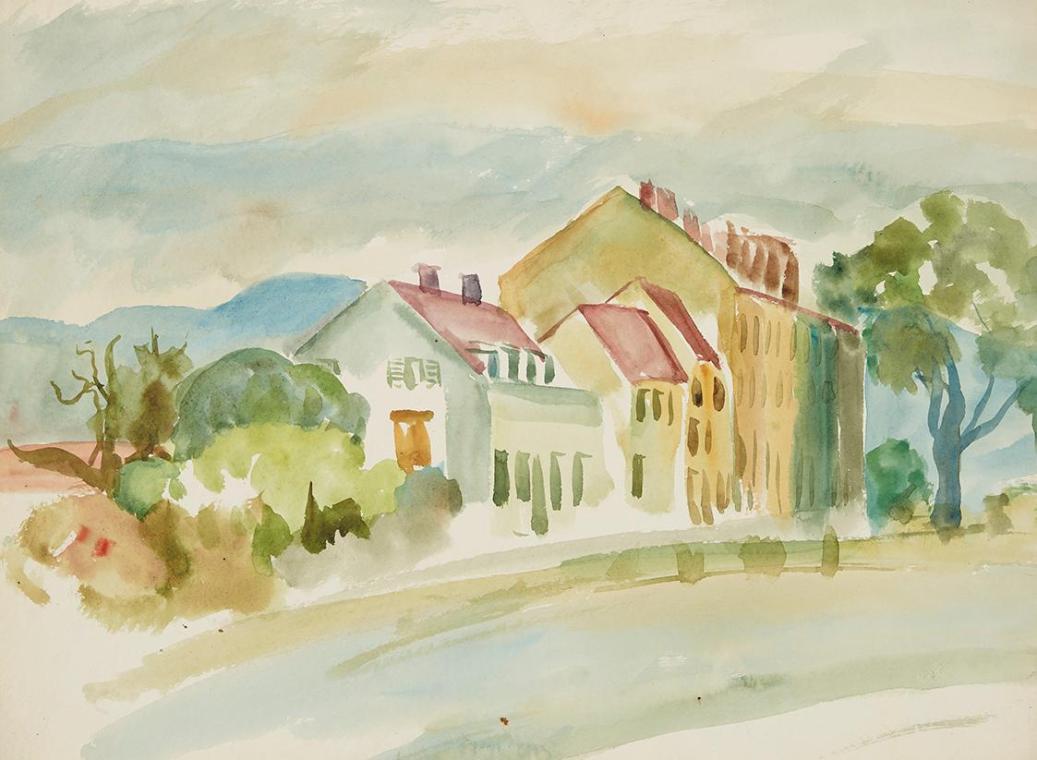 Anny Dollschein, Körösistraße, nach 1938, Aquarell, 40,3 × 59,5 cm, Belvedere, Wien, Inv.-Nr. 1 ...