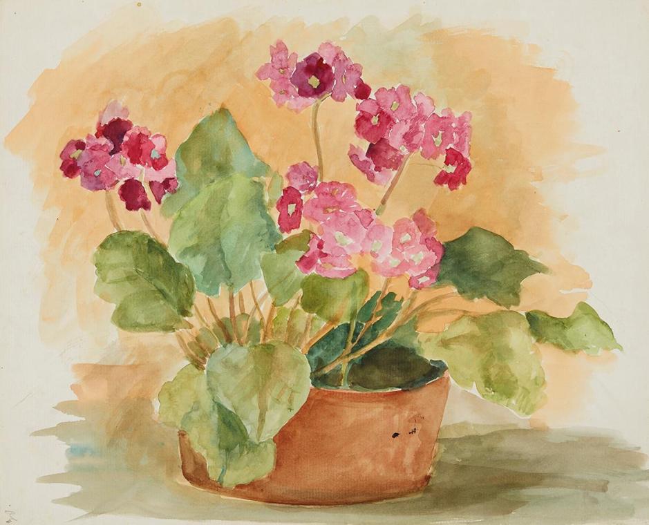 Anny Dollschein, Blumenstillleben, nach 1938, Aquarell, 36,5 × 45,3 cm, Belvedere, Wien, Inv.-N…