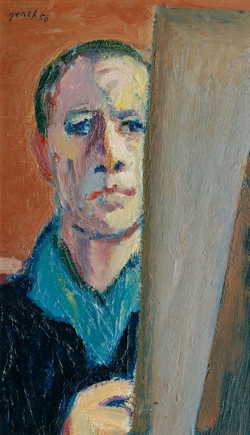 Ernst Graef, Selbstporträt, 1958, Öl auf Hartfaserplatte, 53 x 31,5 cm, Belvedere, Wien, Inv.-N…