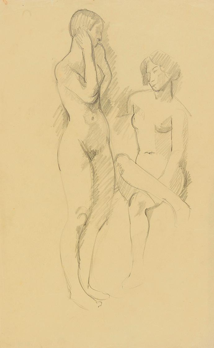 Anny Dollschein, Zwei weibliche Akte, 1933/1934, Bleistift, 39,9 × 28 cm, Belvedere, Wien, Inv.…
