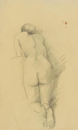Anny Dollschein, Kniender weiblicher Rückenakt, 1933/1934, Bleistift, 44 × 28,2 cm, Belvedere, …