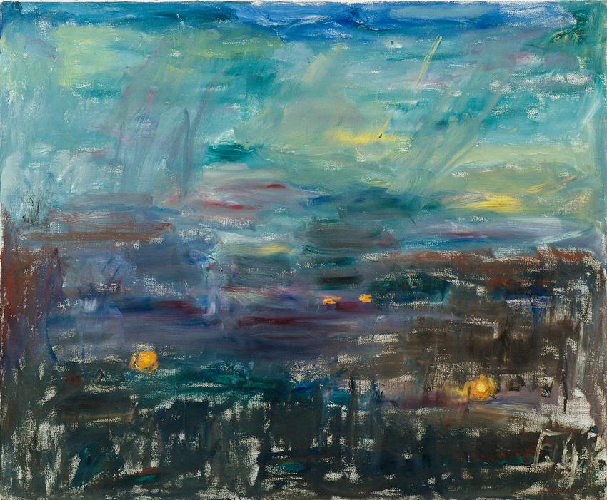 Marianne Fieglhuber-Gutscher, Lichter in der Dämmerung, 1976, Öl auf Leinwand, 87 x 105,5 cm, A…
