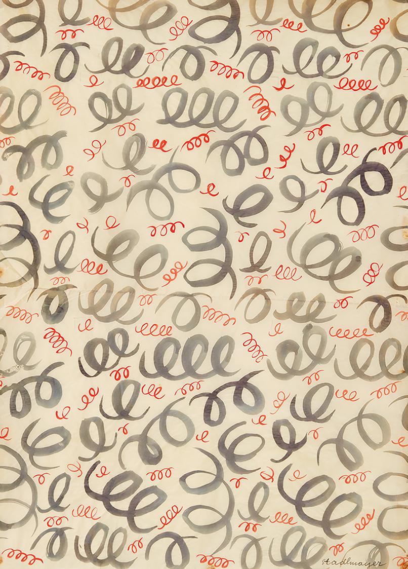 Maria Stadlmayer-Bieber, Kringel s-r, um 1930, Aquarell auf Transparentpapier, 87 × 62 cm, Belv…
