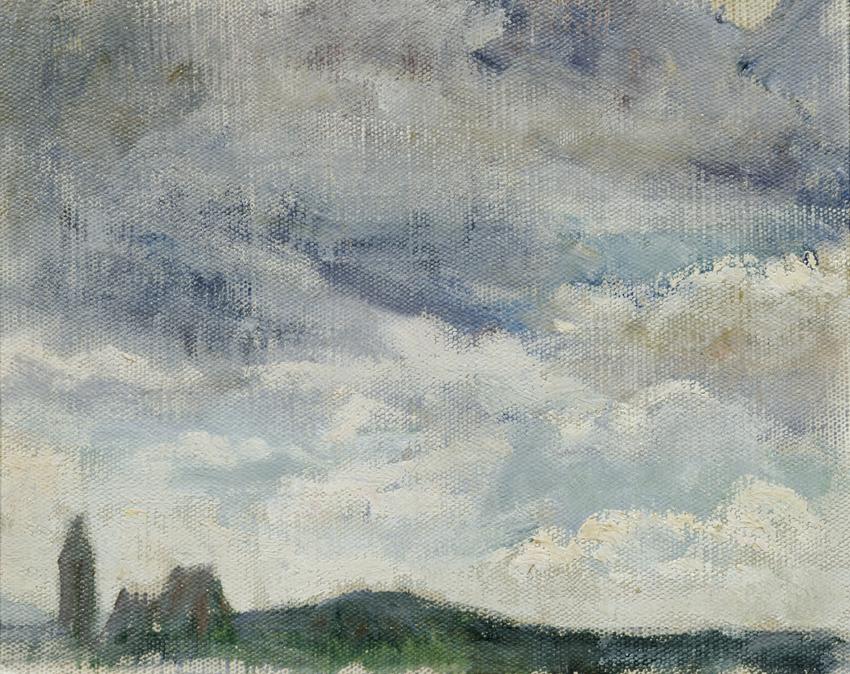 Josef Engelhart, Landschaft mit Blick auf Perchtoldsdorf, undatiert, Öl auf Leinwand auf Karton…