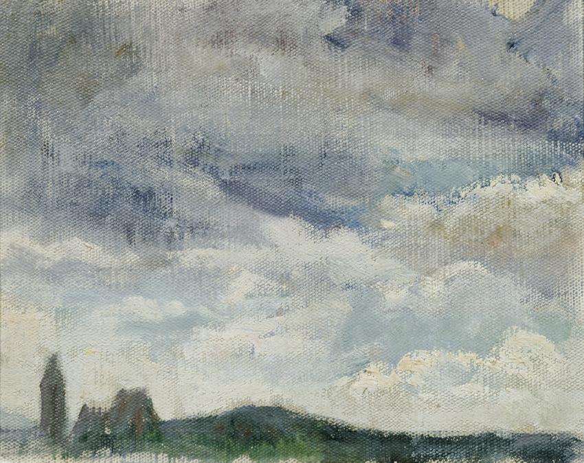Josef Engelhart, Landschaft mit Blick auf Perchtoldsdorf, undatiert, Öl auf Leinwand auf Karton…