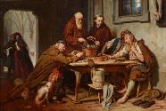 Josef Danhauser, Die Klostersuppe, 1838, Öl auf Holz, 85,5 x 130 cm, Belvedere, Wien, Inv.-Nr. …