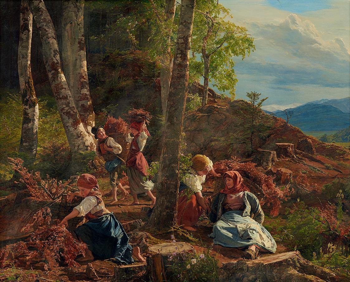 Ferdinand Georg Waldmüller, Reisigsammler im Wienerwald, 1855, Öl auf Holz, 60,8 x 76,5 cm, Bel…