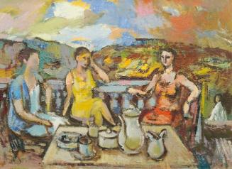 Hans Letz, Drei Damen auf der Terrasse, 1960, Öl auf Leinwand, 71 x 97,5 cm, Belvedere, Wien, I…