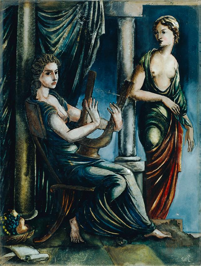 Ena Rottenberg, Antike Szene, 1919, Hinterglasmalerei, 34 x 25,5 cm, Belvedere, Wien, Inv.-Nr. …
