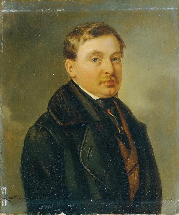 Joseph Lavos, Der Maler Josef Feid (1806–1870), Öl auf Holz, 13 x 11 cm, Belvedere, Wien, Inv.-…