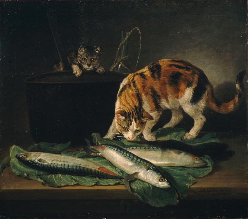 Martin Ferdinand Quadal, Katzen und Fische, 1781, Öl auf Leinwand, 68 x 77 cm, Belvedere, Wien,…
