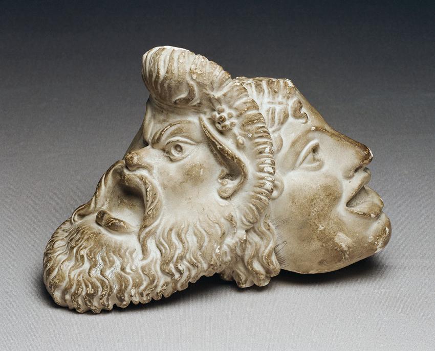 Anton Grath, Tragische und komische Maske, undatiert, Gips, 14 x 18 cm, Belvedere, Wien, Inv.-N…