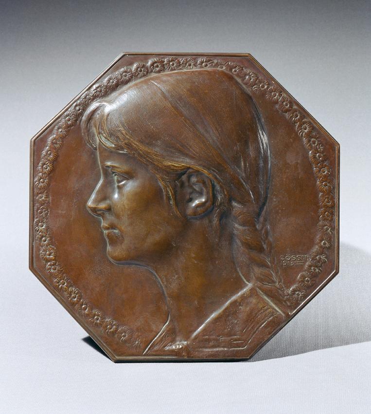 Wilhelm Gösser, Adelheid Gräfin Lanckoronska, 1913, Bronze, 21,5 x 21,5 cm, Belvedere, Wien, In…