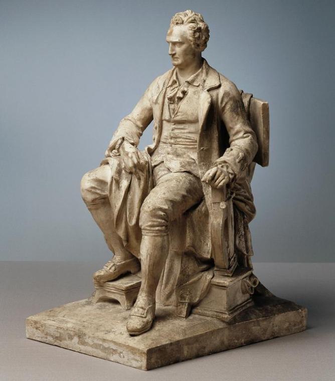 Rudolf Emanuel Ritter von Weyr, Der Dichter Johann Wolfgang von Goethe, 1889/1890, Gips, H: 41 …